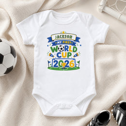 Personalised My First World Cup 2026 Baby Bodysuit | Custom Name Football Baby Vest | 2 Styles | 0-24M