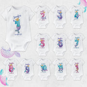Personalised Mermaid Monthly Milestone Bodysuit | Custom Name Baby Grows Set 1-12 Months