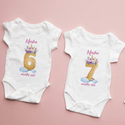 Personalised Floral Number Monthly Milestone Bodysuit | Custom Name Baby Grows Set 1-12 Months
