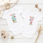 Personalised Floral Baby Milestone Bodysuit Set | Custom Name Monthly Baby Grow | Baby Girl Photo Outfit | 1-12 Months