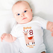 Personalised Llama Monthly Milestone Bodysuit | Custom Name Baby Grows Set 1-12 Months