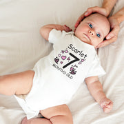 Personalised Pink Hearts Monthly Milestone Bodysuit Set | Love Theme Baby Vest 1-12 Months