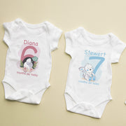 Personalised Bunny Monthly Milestone Bodysuit | Blue & Pink Custom Name Baby Grows Set 1-12 Months