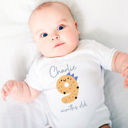 Personalised Dinosaur Monthly Milestone Babygrow | Custom Name Baby Vest 1-12 Months Set