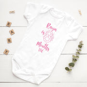 Personalised Floral Pink Monthly Milestone Bodysuit | Custom Name Baby Grows Set 1-12 Months