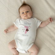 Personalised Pink Floral Monthly Milestone Bodysuit Set | Custom Name Baby Grows 1-12 Months