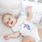 Personalised Dinosaur Monthly Milestone Babygrow | Custom Name Baby Vest 1-12 Months Set
