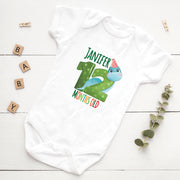 Personalised Cute Dinosaur Monthly Milestone Bodysuit | Custom Name Baby Grows Set 1-12 Months