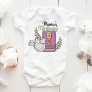 Personalised Baby Baptism & Communion Bodysuit | Christening Outfit with Name | Blue & Pink