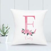 Personalised Name Alphabet Cushion | Black & Pink Letter Custom Name Pillow | Birthday Gift | 16x16