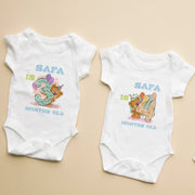 Personalised Teddy Bear Monthly Milestone Bodysuit | Custom Name Baby Grows Set 1-12 Months