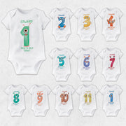 Personalised Little Monster Monthly Milestone Bodysuit | Custom Name Baby Grows Set 1-12 Months
