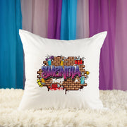 Personalised Graffiti Name Cushion | Urban Street Art Style Custom Name Pillow | 16x16 inch
