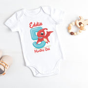 Personalised Dinosaur Monthly Milestone Bodysuit | Custom Name Baby Grows Set 1-12 Months