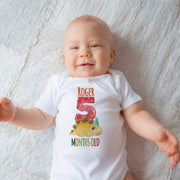Personalised Cute Dinosaur Monthly Milestone Bodysuit | Custom Name Baby Grows Set 1-12 Months