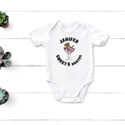 Personalised Dessert Monthly Milestone Bodysuit | Sweet Theme Custom Name Baby Grows 1-12 Months