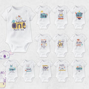 Personalised Name Monthly Milestone Bodysuit | Custom Baby Grows Set 1-12 Months | Birthday Gift