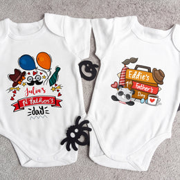 Personalised First Father's Day Baby Bodysuit | Baby Grow Gift for Dad | 2 Styles | 0-24 Months