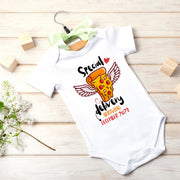 Special Pizza Delivery Baby Announcement Bodysuit | Pregnancy Reveal Baby Grow | Gender & Date Reveal