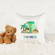 Personalised Dinosaur Name Cushion | Dino Alphabet Custom Name Pillow | Birthday Gift