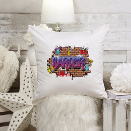 Personalised Graffiti Name Cushion | Urban Street Art Style Custom Name Pillow | 16x16 inch