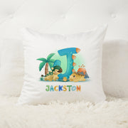 Personalised Dinosaur Name Cushion | Dino Alphabet Custom Name Pillow | Birthday Gift