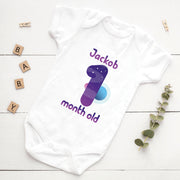 Personalised Space Monthly Milestone Bodysuit | Rocket & Stars Custom Name Baby Grows 1-12 Months