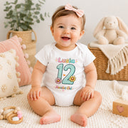 Personalised Floral Baby Milestone Bodysuit Set | Custom Name Monthly Baby Grow | Baby Girl Photo Outfit | 1-12 Months