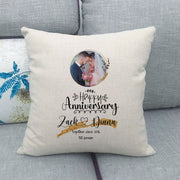 Personalised Anniversary Couple Cushion | Custom Name & Photo Couple Pillow | Wedding Anniversary Gift