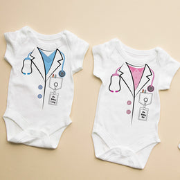 Personalised Doctor Baby Bodysuit & T-Shirt | Medical Baby Grow | Little Dr Gift | Pink & Blue | 0-3Y
