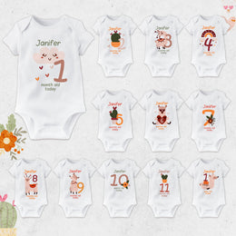 Personalised Llama Monthly Milestone Bodysuit | Custom Name Baby Grows Set 1-12 Months