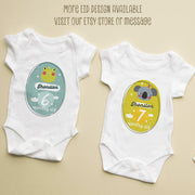 Body personnalisé mensuel étape bébé, Bodys animaux pour bébés, Gilet de bébé jalon mensuel style animal