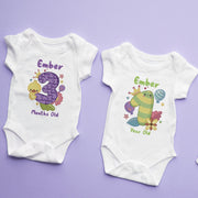 Personalised Cute Animal Monthly Milestone Bodysuit | Custom Name Baby Vest Set 1-12 Months