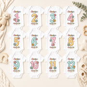 Personalised Floral Baby Milestone Bodysuit Set | Custom Name Monthly Baby Grow | Baby Girl Photo Outfit | 1-12 Months