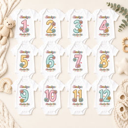 Personalised Floral Baby Milestone Bodysuit Set | Custom Name Monthly Baby Grow | Baby Girl Photo Outfit | 1-12 Months