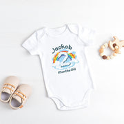 Personalised Rainbow Cloud Monthly Milestone Bodysuit | Custom Name Baby Grows Set 1-12 Months