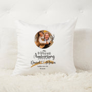 Personalised Anniversary Couple Cushion | Custom Name & Photo Couple Pillow | Wedding Anniversary Gift