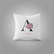 Personalised Name Alphabet Cushion | Black & Pink Letter Custom Name Pillow | Birthday Gift | 16x16