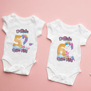 Personalised Unicorn Doodle Monthly Milestone Bodysuit | Custom Name Baby Grows Set 1-12 Months