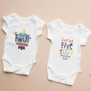 Personalised Name Monthly Milestone Bodysuit | Custom Baby Grows Set 1-12 Months | Birthday Gift