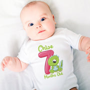 Personalised Dinosaur Monthly Milestone Bodysuit | Custom Name Baby Grows Set 1-12 Months