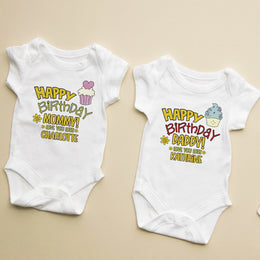 Happy Birthday Mummy & Daddy Baby Bodysuit | Personalised Mum & Dad Birthday Baby Grow Gift