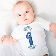 Personalised Little Monster Monthly Milestone Bodysuit | Custom Name Baby Grows Set 1-12 Months