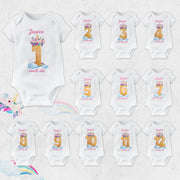 Personalised Floral Number Monthly Milestone Bodysuit | Custom Name Baby Grows Set 1-12 Months