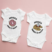 Personalised Dessert Monthly Milestone Bodysuit | Sweet Theme Custom Name Baby Grows 1-12 Months