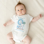 Personalised Bunny Monthly Milestone Bodysuit | Blue & Pink Custom Name Baby Grows Set 1-12 Months
