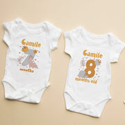 Body bébé jalon personnalisé moutarde, Jalon mensuel personnalisé moutarde, Grenouillère personnalisée moutarde, Body personnalisé moutarde