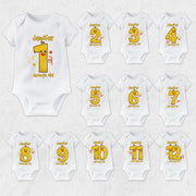 Personalised Duck Monthly Milestone Bodysuit | Custom Name Baby Grows Set 1-12 Months
