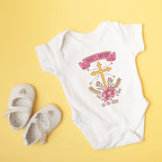 Personalised Baby Baptism Bodysuit & Christening Outfit | Custom Name Baby Grow Blue & Pink