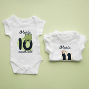 Personalised Animal Monthly Milestone Bodysuit | Custom Name Baby Grows Set 1-12 Months